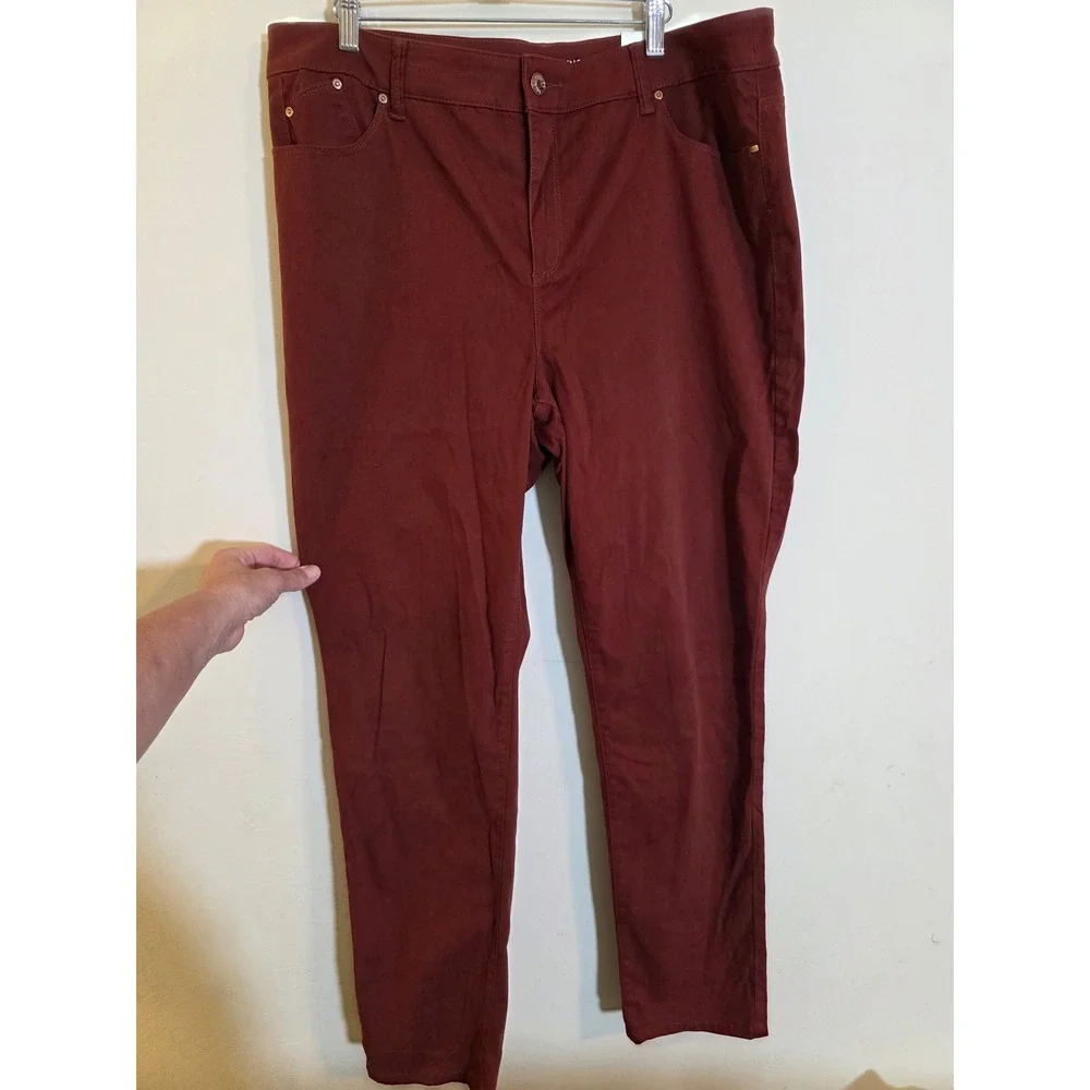 Chicos Platinum Jeggings Slim Fit Mahogany Burgundy Pants Size‎ 3 NWT